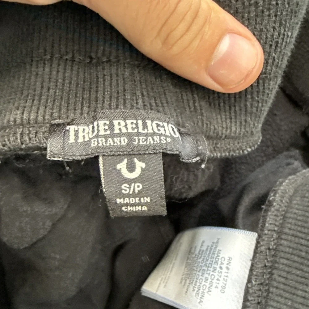 Mens S TRUE RELIGION City Buddha Jogger Pants Sweatpants Kalamata Black Logo